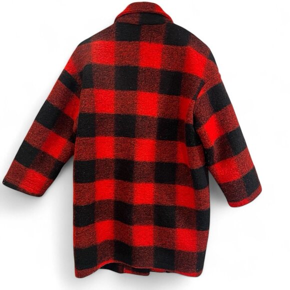 Marisa & Marie Jacket Women Medium Black Wool Blend Italy Buffalo Checkered Coat - Picture 2 of 13